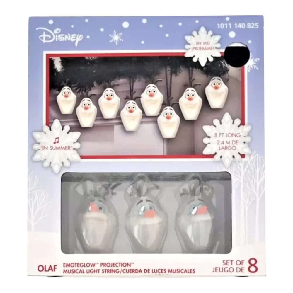 Disney Frozen OLAF Singing Illuminated 8 Ct Musical 8 Ft. String Light Set Gemmy